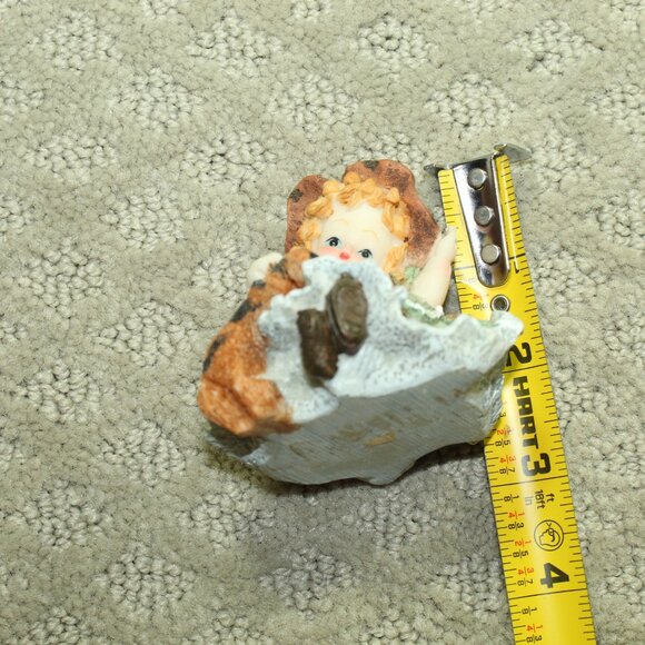 Super Cute! Resin 2.5" Girl in Green Dress with Dog - Picture 3 of 5